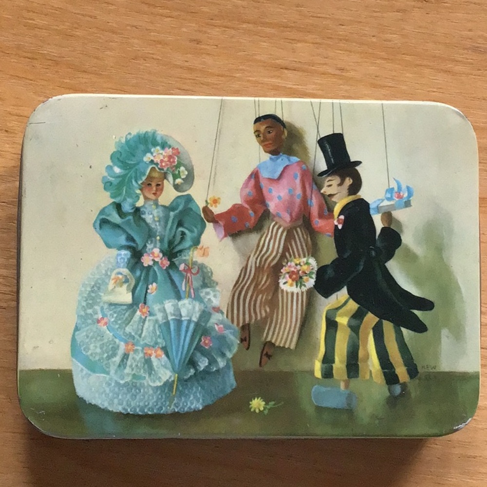 BLUE BIRD'S Parkes Classic Series Vintage Tin Container: 'THE MARIONETTES'